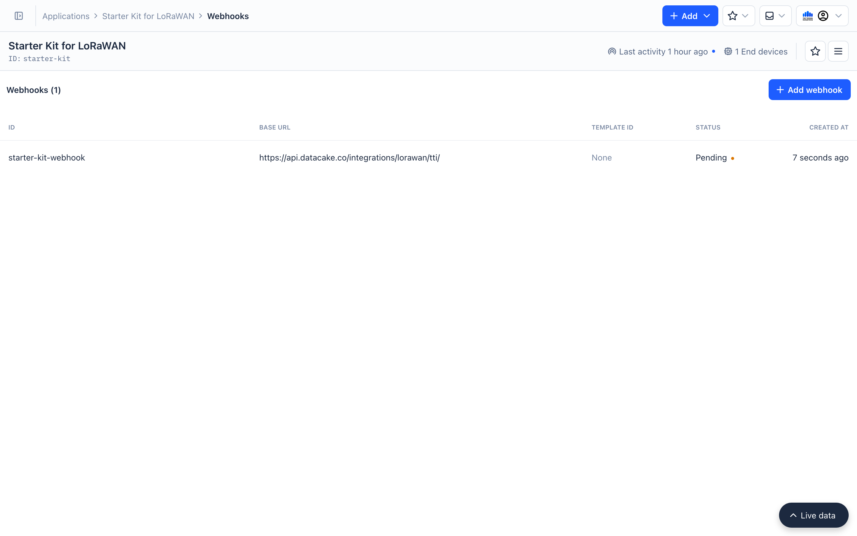 Webhook created
